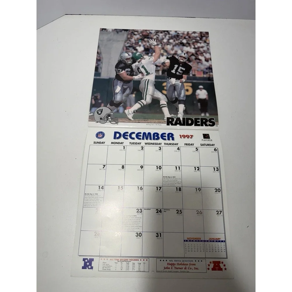 NFL Oakland Raiders Team Calendar 1997 Vintage Clean